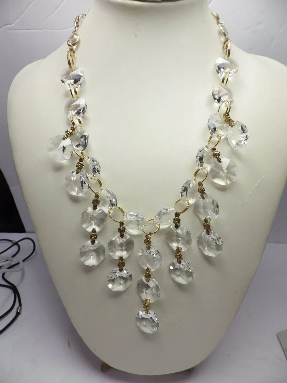 Statement Necklace & Earrings Handcrafted From Chandelier Crystals 902G1